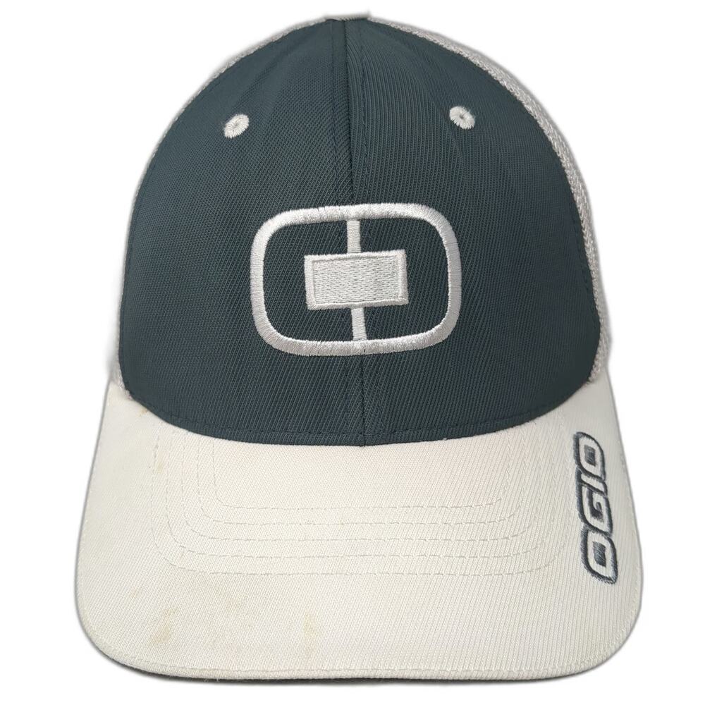 OGIO Baseball Cap White XL Mesh Back Flexfit Curved Brim Embroidered Logo Hat